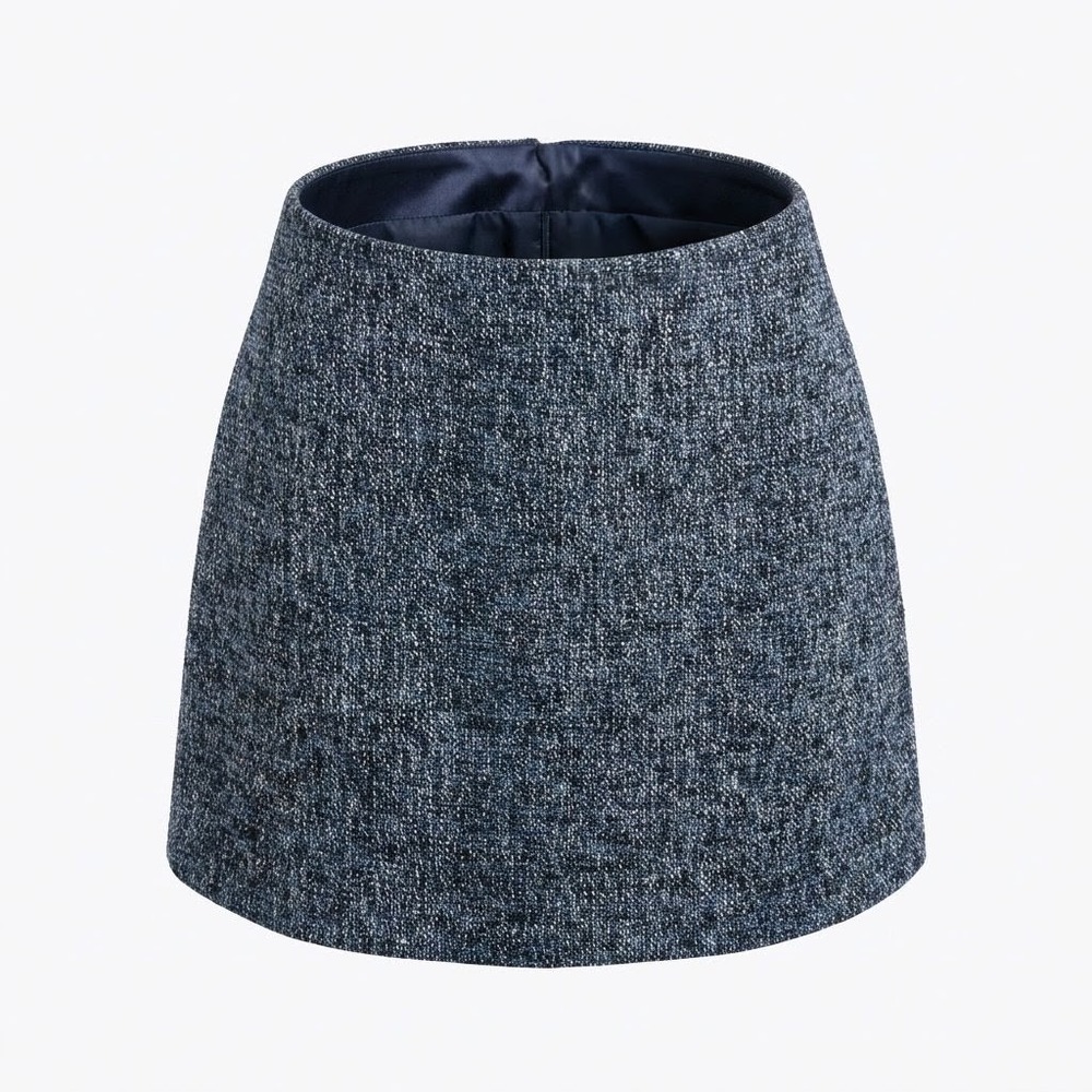 Loft Outlet Blue Black Tweed Textured Mini Skirt A-Line Lined Size 12